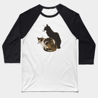 Calico Cat And Black Cat Cut Out Baseball T-Shirt